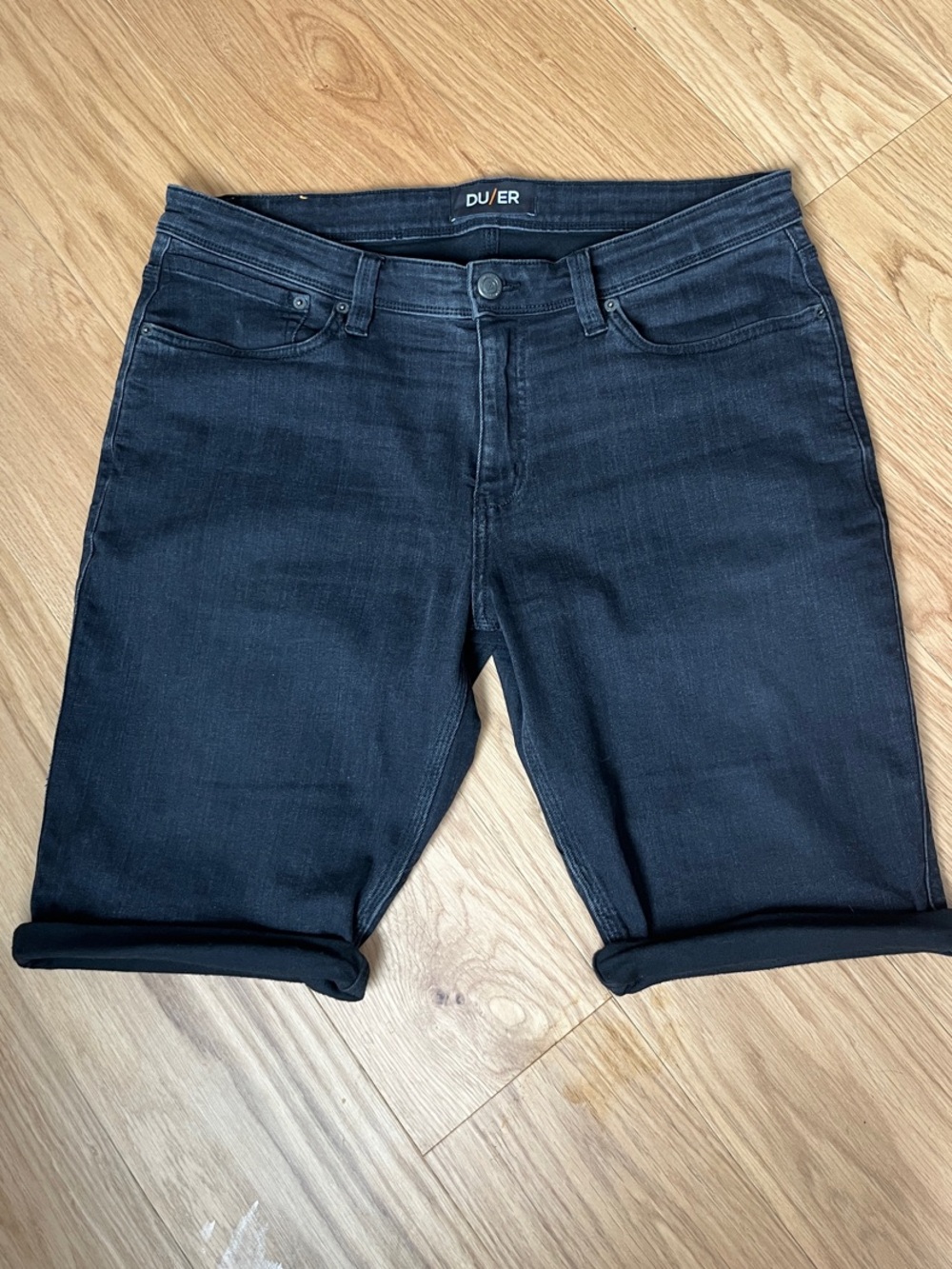 DU/ER Men’s Performance Denim Commuter Black Shorts size 36